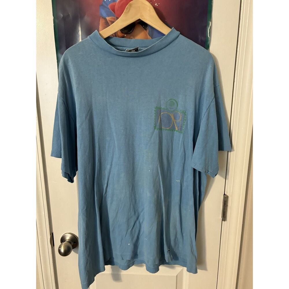 Vintage OP blue single stitched shirt distressed shirt rare size unknown